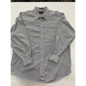 Nordstrom Classic Men's Dress Shirt 18-34 Blue White Pinpoint Striped Cotton